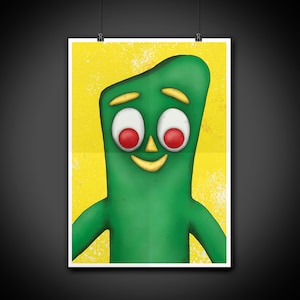 Gumby Color Portrait Art Illustration Print Wall Art Home Decor Poster