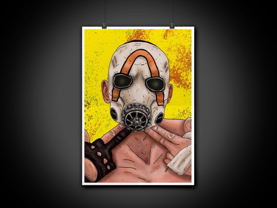 Borderlands Psycho Color Portrait Art Illustration Print Wall Art Home Decor