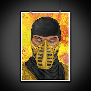 Scorpion Mortal Kombat Color Portrait Art Illustration Print