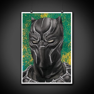 Black Panther Color Portrait Art Illustration Print