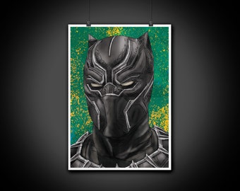 Schwarzer Panther Farbe Portrait Kunst Illustration Druck