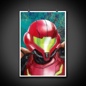Samus (Metroid Prime) Color Portrait Art Illustration Print