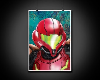 Samus (Metroid Prime) Color Portrait Art Illustration Print