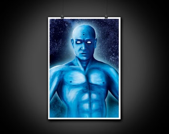 Doctor Manhattan Watchmen Color Portrait Art Illustration Print Wall Art Home Decor