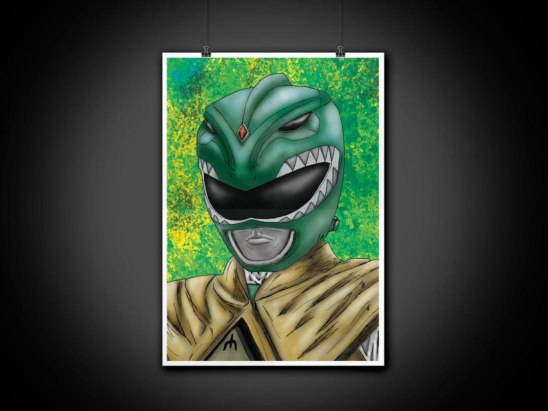 PR Green Ranger Color Portrait Art Illustration Print Wall Art Home ...