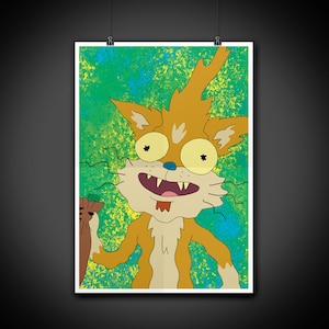 Squanchy Rick and Morty Color Portrait Art Illustration Print Wall Art Home Decor