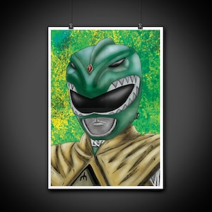 Power Rangers Green Ranger Color Portrait Art Illustration Print Wall Art Home Decor