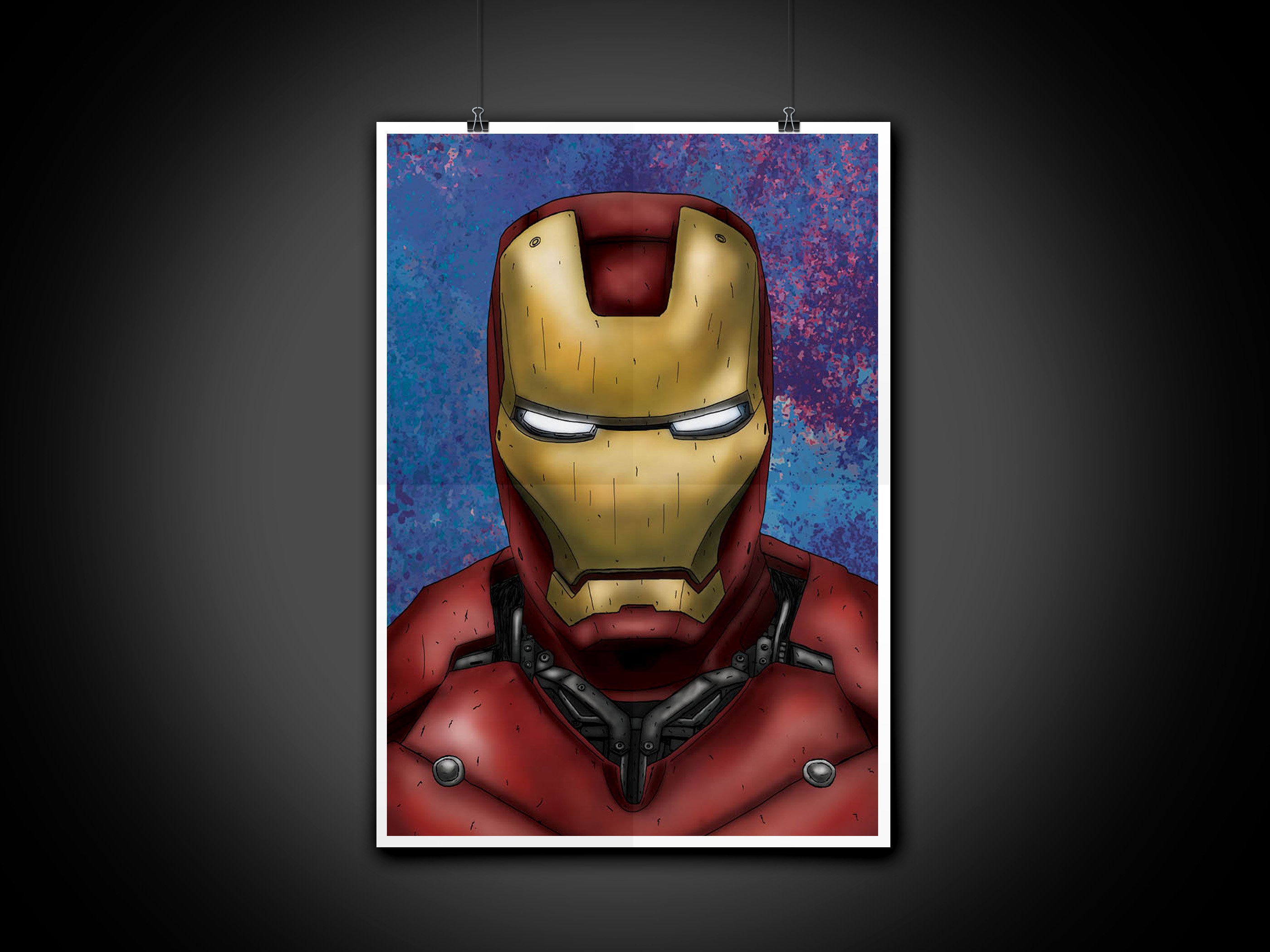 Iron Man The Avengers Marvel Color Portrait Art Illustration Print Wall Art Poster