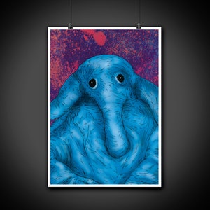 Impressão de ilustração artística de retrato colorido de Max Rebo