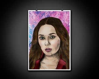 Scarlet Witch Color Portrait Art Illustration Print