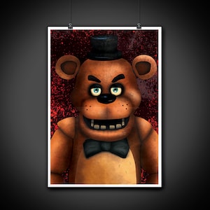 Freddy Five Nights at Freddy's Color Portrait Art Illustration Print Wall Art Home Decor
