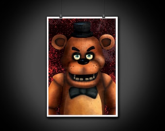 Freddy Five Nights at Freddy's Color Portrait Art Illustration Print Wall Art Home Decor