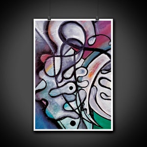 Modern Abstract Paint Psychedelic Art Digital Illustration Print, Wall Art, Home Decor