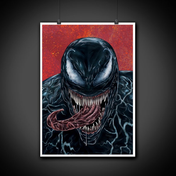 Venom Color Portrait Art Illustration Print Wall Art Home Decor