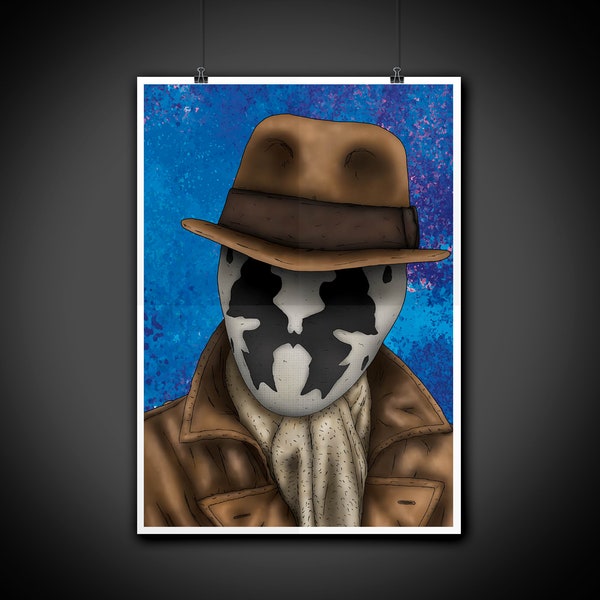 Rorschach Watchmen Color Portrait Art Illustration Print Wall Art Home Decor