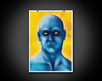 Watchmen Doctor Manhattan Color Portrait Art Illustration Print Wall Art Home Decor