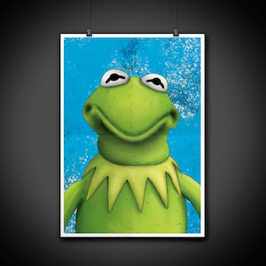 Kermit the Frog the Muppets Color Portrait Art Illustration Print Wall Art Home Decor