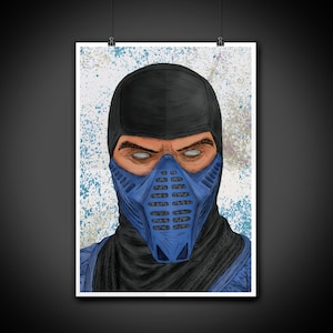 Sub Zero Mortal Kombat Couleur Portrait Art Illustration Impression