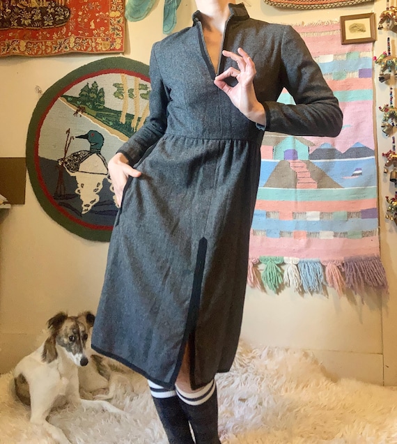 Oscar De La Renta Vintage Couture Gray Wool Dress Black Trim Size 2 / 4 -  Etsy Canada