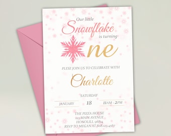 Invitación de invierno ONEderland Invitación de cumpleaños Onederland Cumpleaños Invierno Wonderland Snowflake Invitación Fiesta de invierno 1er cumpleaños Invitación