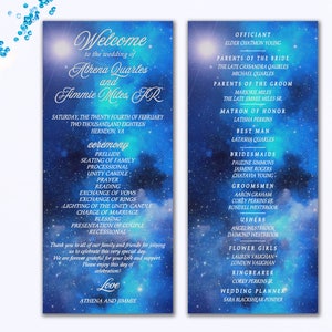 Starry Night Wedding Program Printable Ceremony Program Galaxy Wedding Long Tea Program Galaxy ...