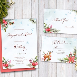Winter Weihnachten HochzeitSeinladung Set Hochzeitseinladung Weihnachten HochzeitSeinladung Weihnachten Hochzeit Romantisch Winter Hochzeits-Suite