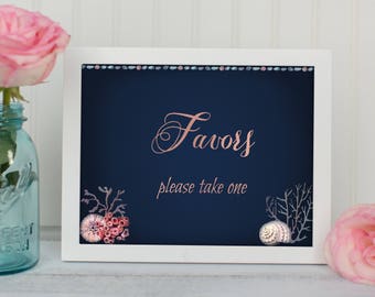 Navy Beach Favors Wedding Sign Ocean Wedding Sign Printable Poster Sign Destination Blue Wedding Sign Take One Signage Navy Favors Wedding