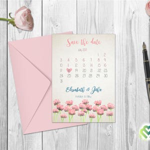 Aquarela Floral Salvar a Data Cartão Floral para Impressão Salvar a Data Cartão Moderno Boho Salvar a Data Romântico Salvar a Data Cartão de Casamento DIY