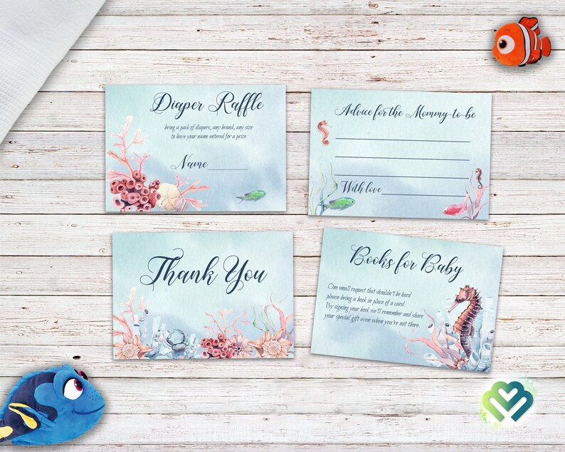 Baby Shower Invitation Under the Sea Themed Invite Seahorse Etsy