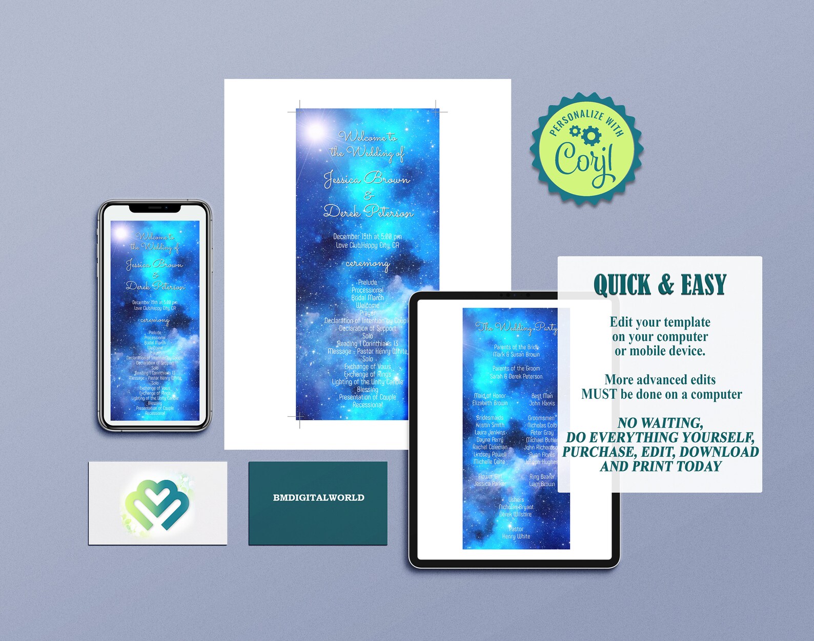 Editable Galaxy Starry Night Wedding Program Printable Wedding - Etsy