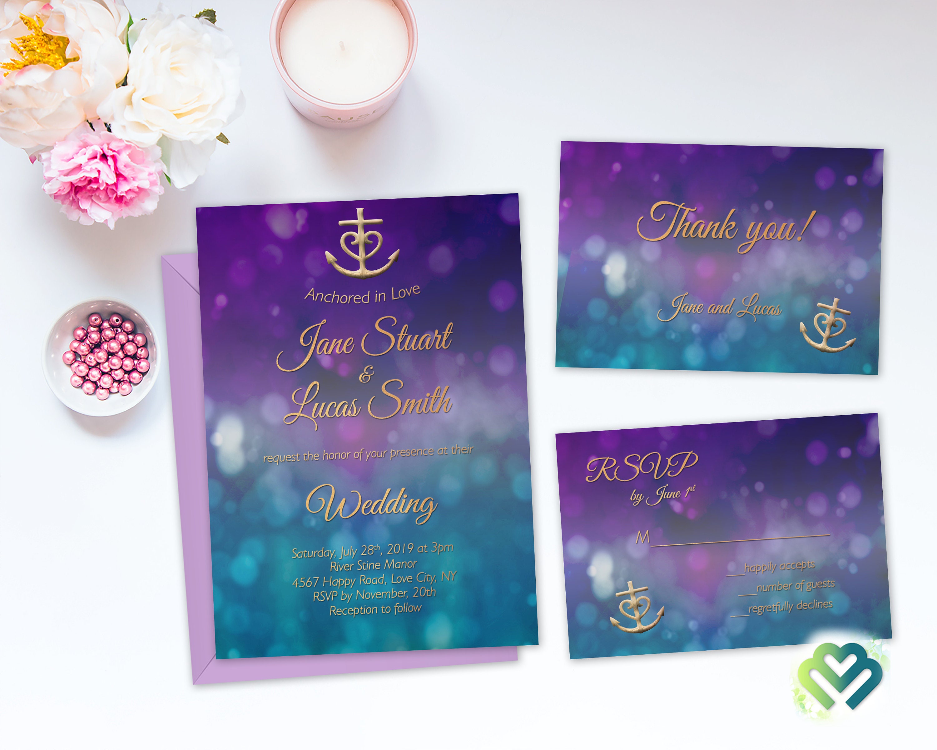 Anchored in Love Wedding Invitation Suite Nautical Wedding - Etsy
