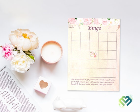 Printable Bingo Bridal Shower Game Floral Wedding Games Pastel | Etsy