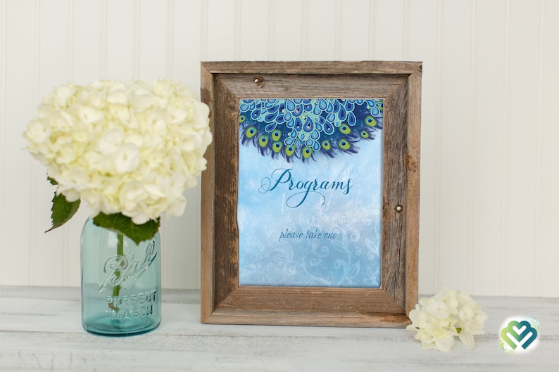 Peacock Wedding Programs Sign Wedding Blue Program Sign Etsy