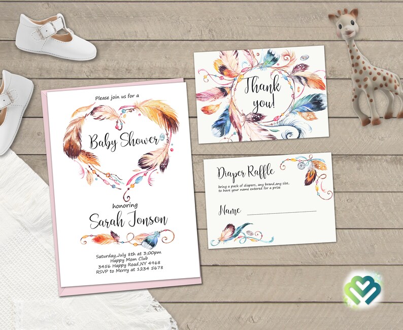 Tribal Feather Baby Shower Games Printable Baby Games Bundle Baby Shower Games Pack Boho Baby Shower Game Party Games Digital Package DIY image 8