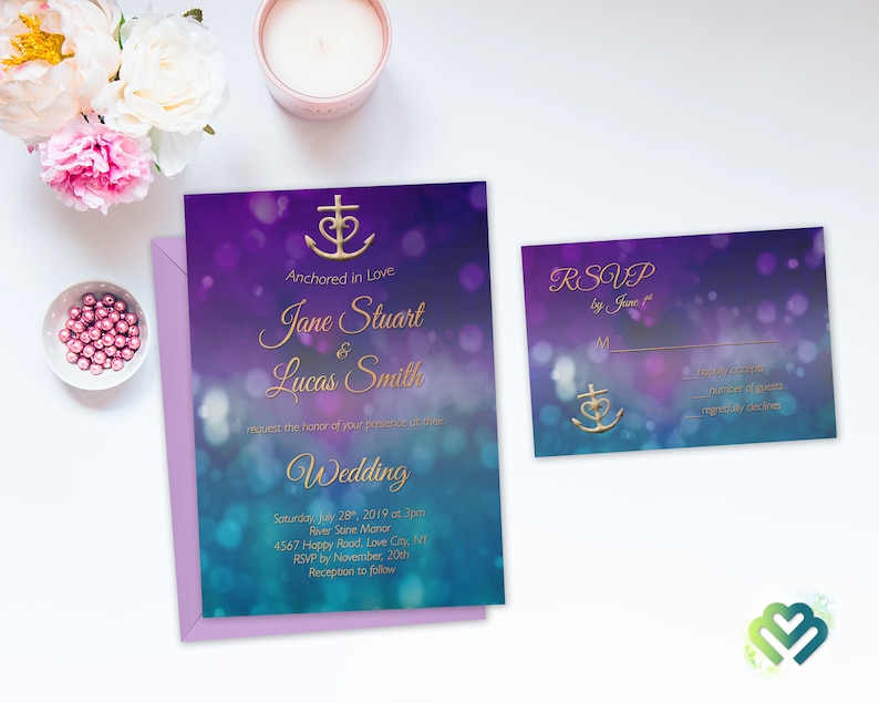 Anchored in Love Wedding Invitation Suite Nautical Wedding - Etsy