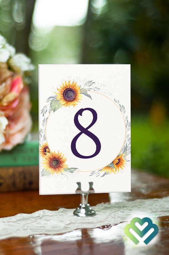 Sunflowers Wedding Table Numbers Fall Wedding Decor Banquet Etsy