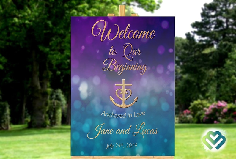 Anchored in Love Wedding Welcome Sign Printable Wedding | Etsy