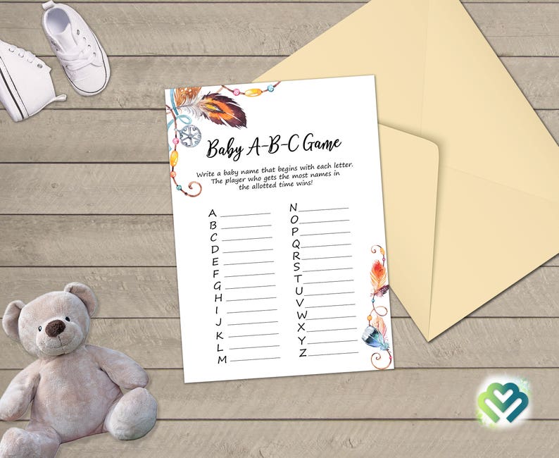 Tribal Feather Baby Shower Games Printable Baby Games Bundle Baby Shower Games Pack Boho Baby Shower Game Party Games Digital Package DIY image 2