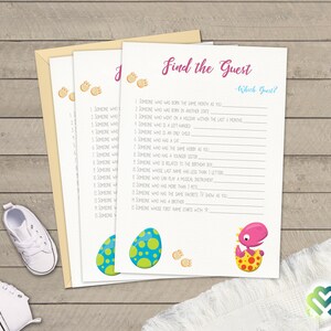 Dino Birthday Find the Guest Dinosaur Party Guessing Game Birthday Party Game Boy&#39;s Birthday Game Kids Party Games Printable Game DIY