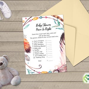 Tribal Feather Baby Shower Games Printable Baby Games Bundle Baby Shower Games Pack Boho Baby Shower Game Party Games Digital Package DIY image 4