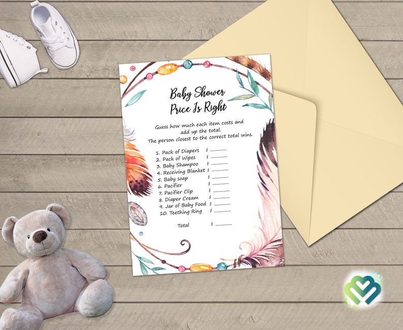 Tribal Feather Baby Shower Games Printable Baby Games Bundle Baby Shower Games Pack Boho Baby Shower Game Party Games Digital Package DIY image 4