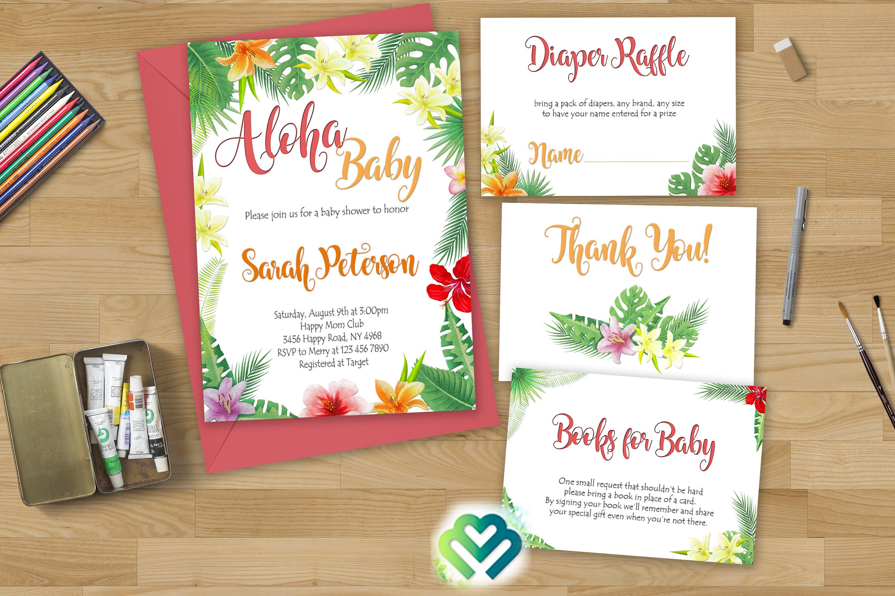 Tropical Baby Shower Invitation Hawaiian Luau Invitation Aloha - Etsy
