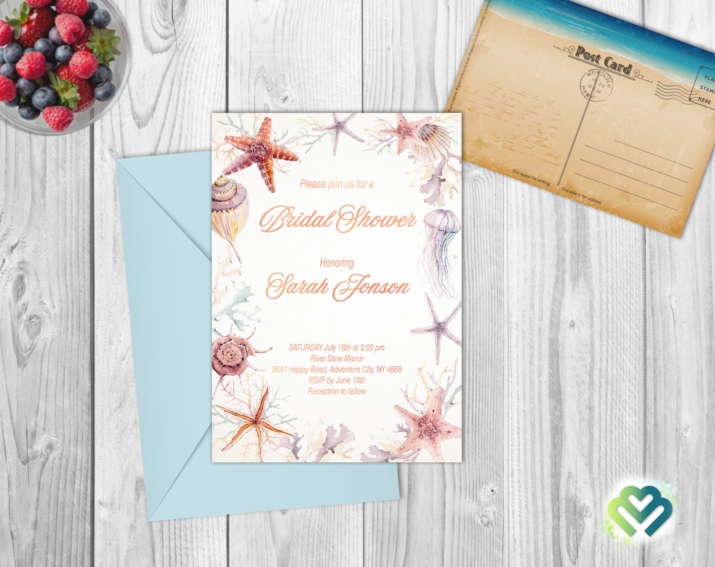 Beach Bridal Shower Invitation Seaside Bridal Shower Invite Etsy