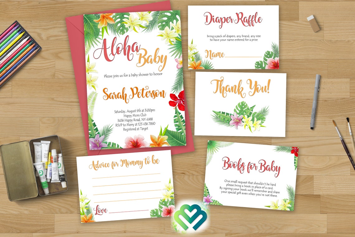 Tropical Baby Shower Invitation Hawaiian Luau Invitation Aloha - Etsy