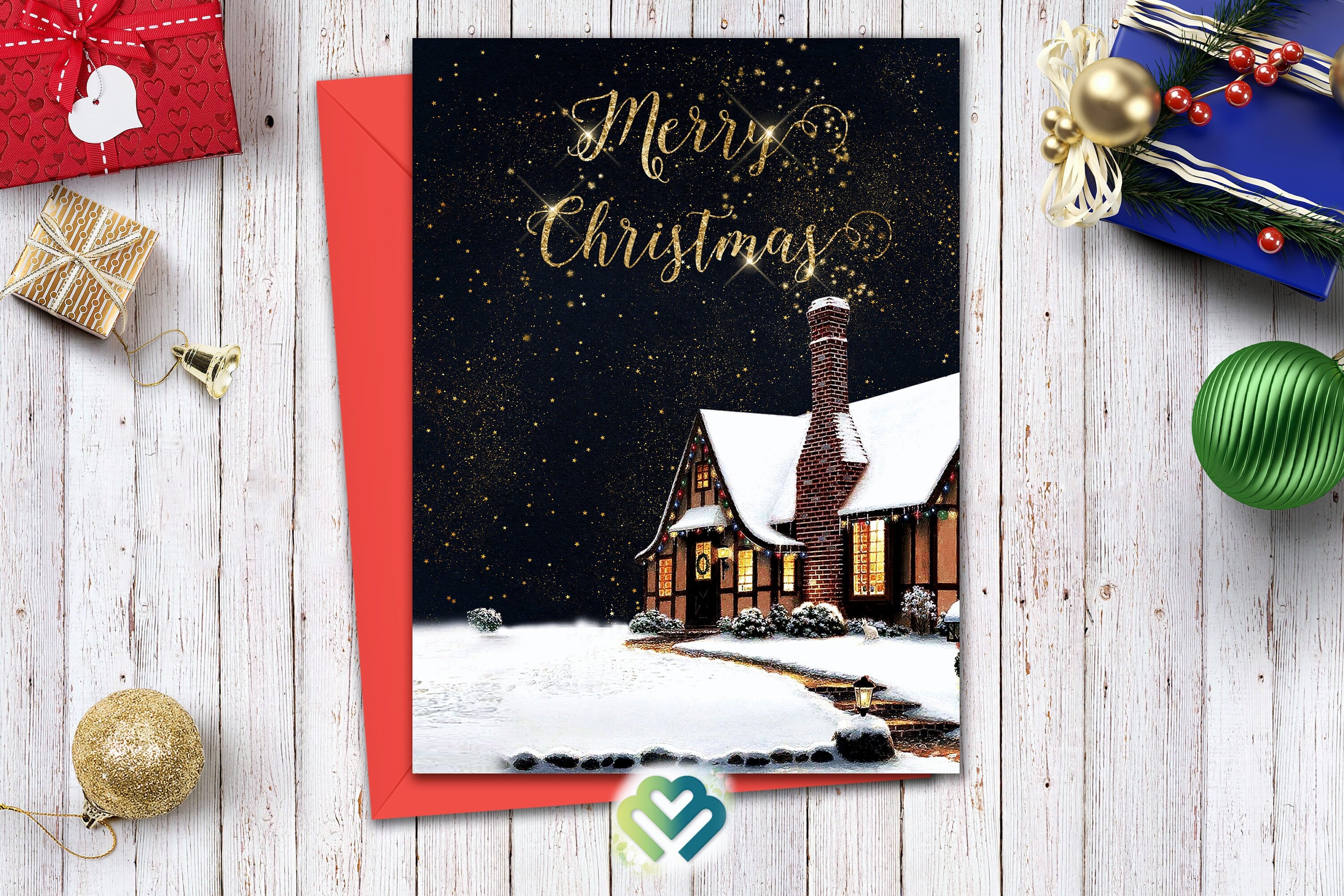 Merry Christmas Karte schwarz Gold Schneeflocke - Etsy.de