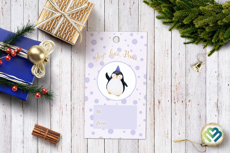 Christmas Tags Printable Holiday Gift Tags Cute Penguin - Etsy