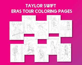 Taylor Eras Tour Coloring Pages, Albums, Swifties Coloring, Instant Downloads, Eras Tour Coloring, Swift Birthday Party Printables