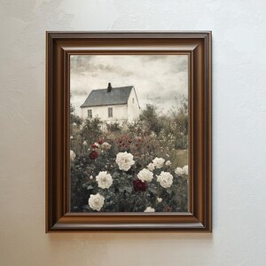 Rose Garden Farmhouse Print, Download Art Print, Spring Garden Oil Painting, Kitchen Art, Bathroom Wall Art, Bedroom Art, PRINTABLE Wall Art