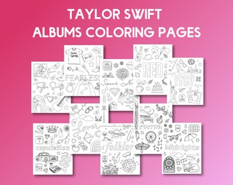 Taylor Eras Coloring Pages, Albums, Swifties Coloring, Instant Downloads, Eras Tour Coloring, Swift Birthday Party Printables
