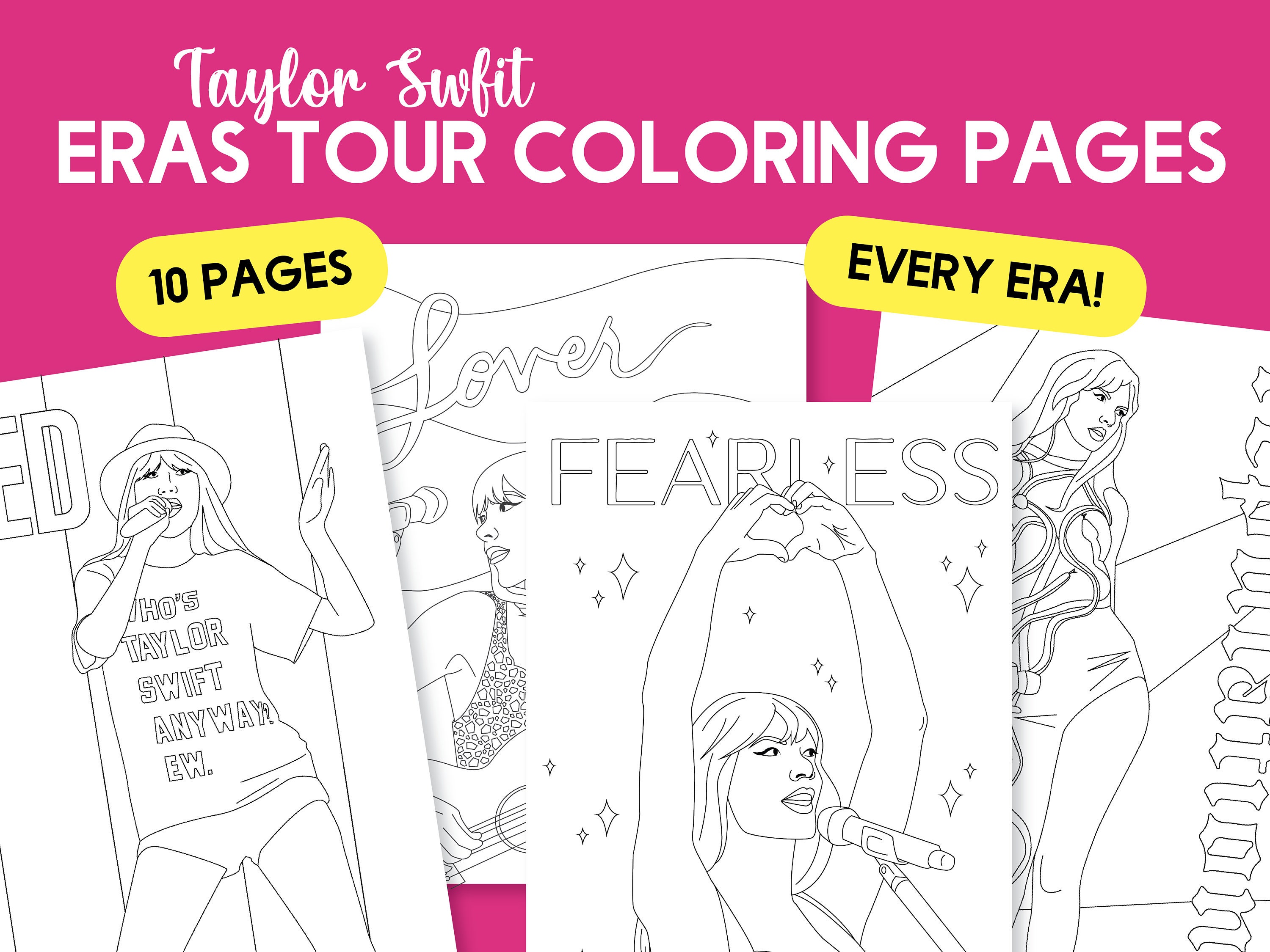 Taylor Swift Eras Tour Coloring Pages Albums Coloring Book for Swifties ...